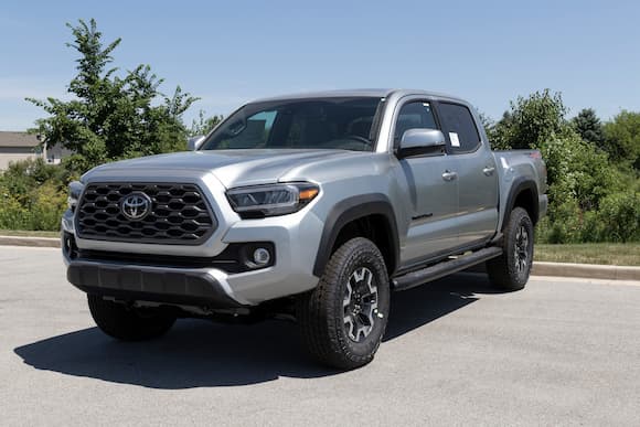 Image of a silver Toyota Tacoma truck