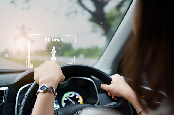 Head-Up Displays (HUDs) feature in a vehicle.