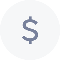 Circle with an icon of a money symbol in it.