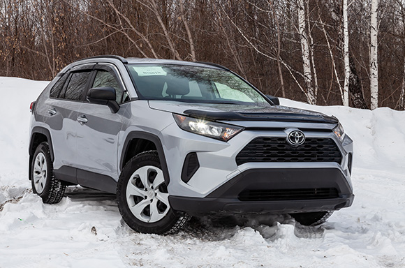 Image of a 2021 Silver Toyota Rav4 LE SUV