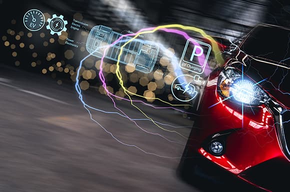 Graphic that promotes electric / hybrid vehicle from RightRide