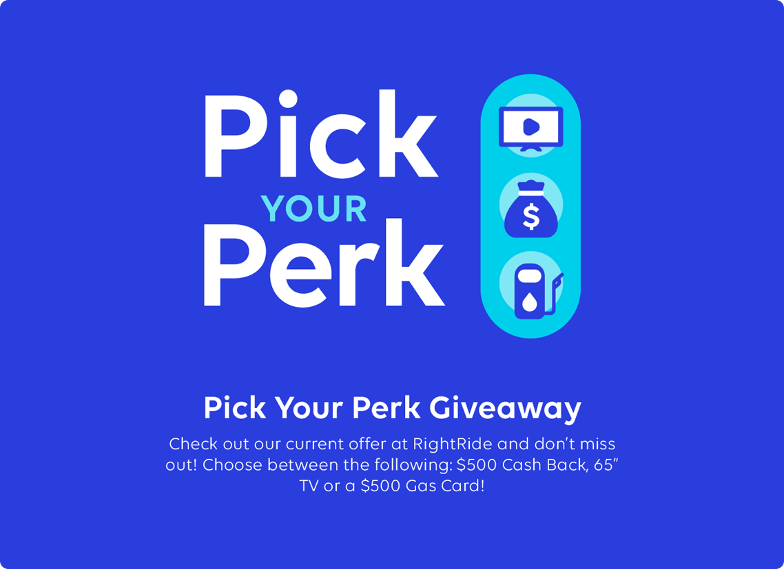 RightRide Pick Your Perk graphic for current offers
